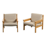 Pair of Scandinavian pine armchairs, circa 1970