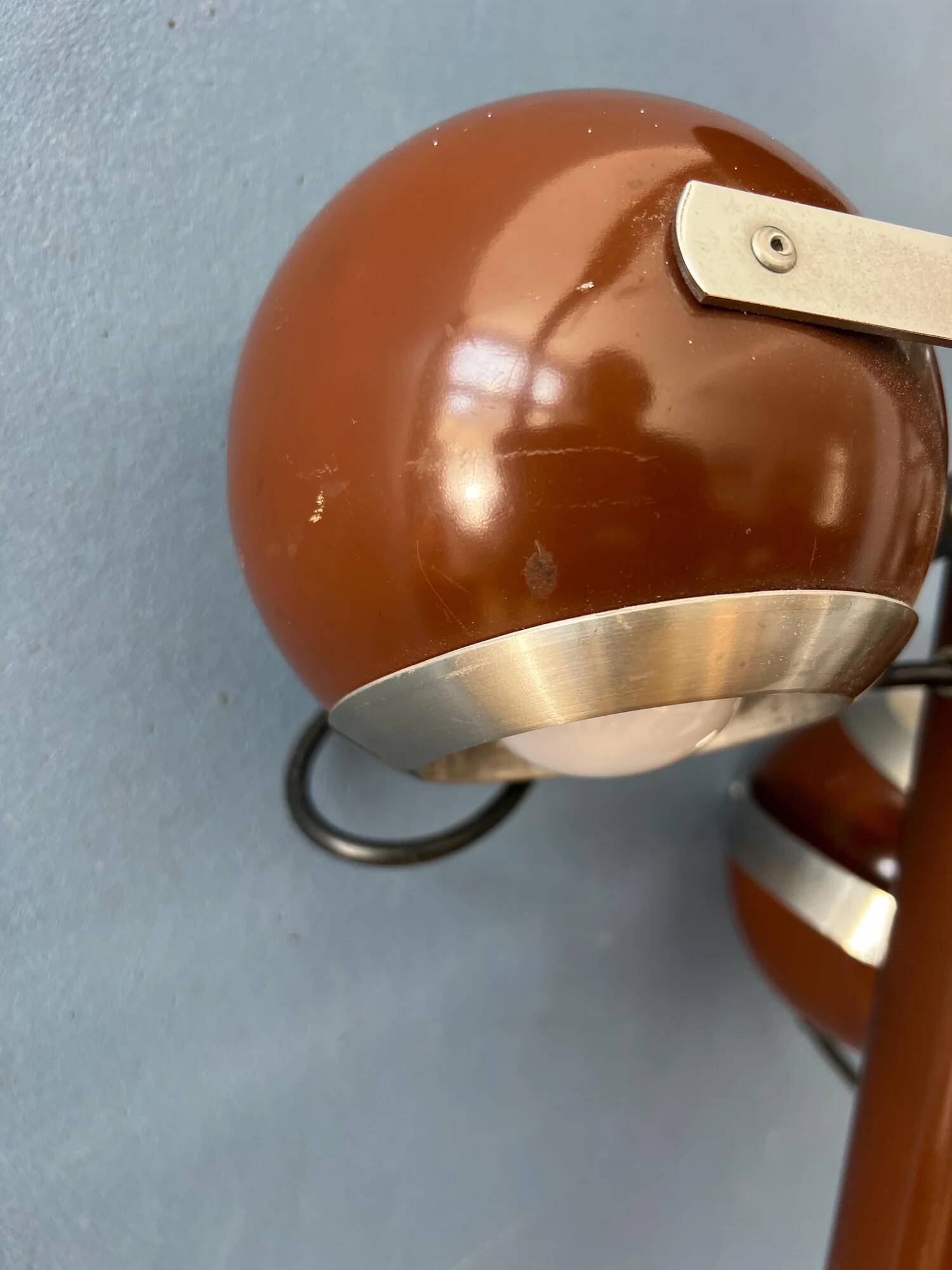 Brown vintage space age pendant lamp with three eyeball shades