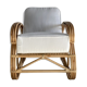 Large rattan rest chair and white cushions