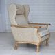 1970s, Danish highback armchair, furniture wool, solid oak wood.