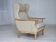 1970s, Danish highback armchair, furniture wool, solid oak wood.