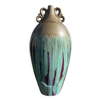 Large art nouveau vase in glazed ceramic