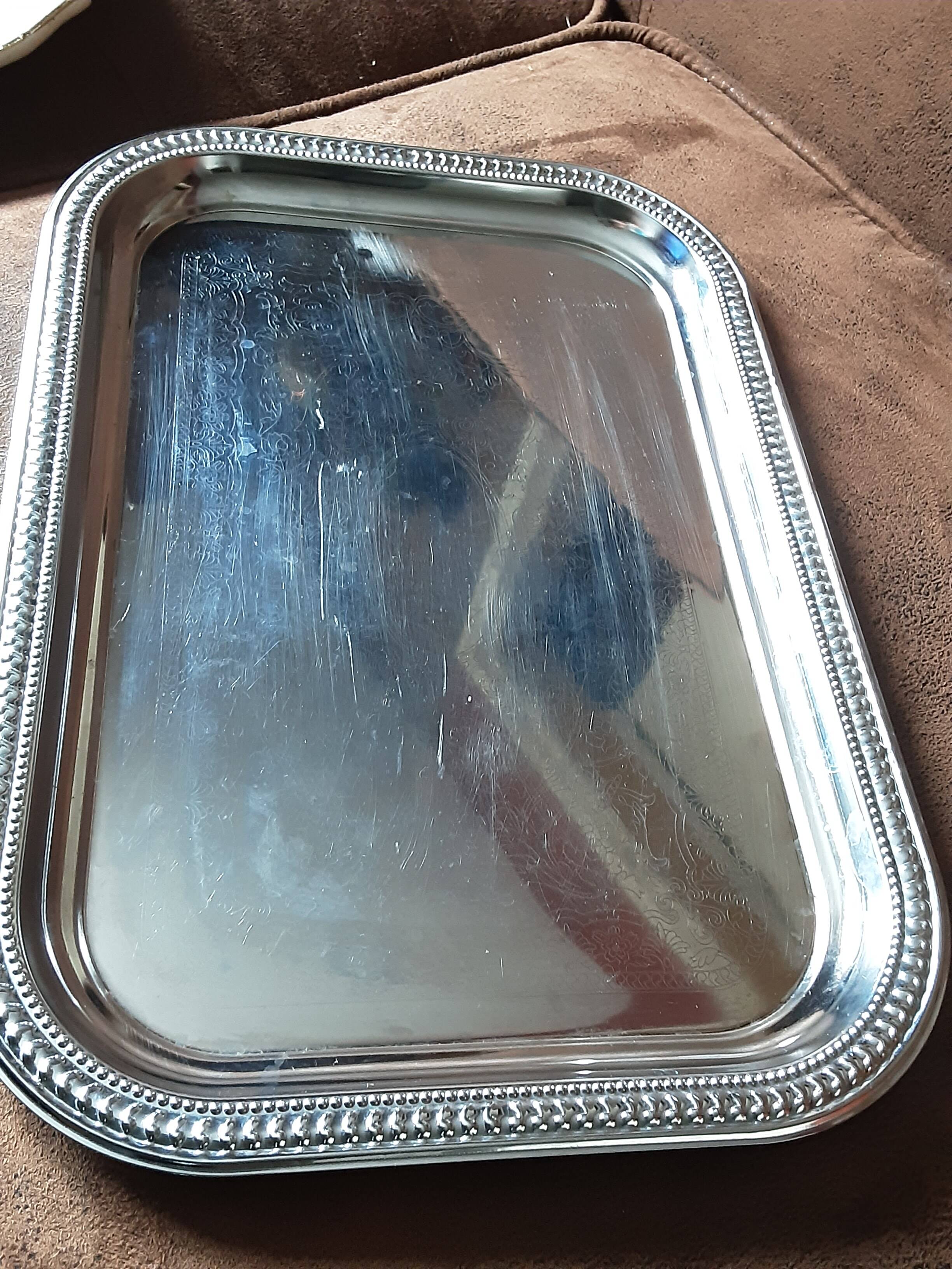 Rectangular stainless steel tray