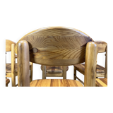 Vintage pine wood dining chairs - 1980s - set of 8