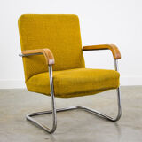 Set of 4 vintage yellow armchairs