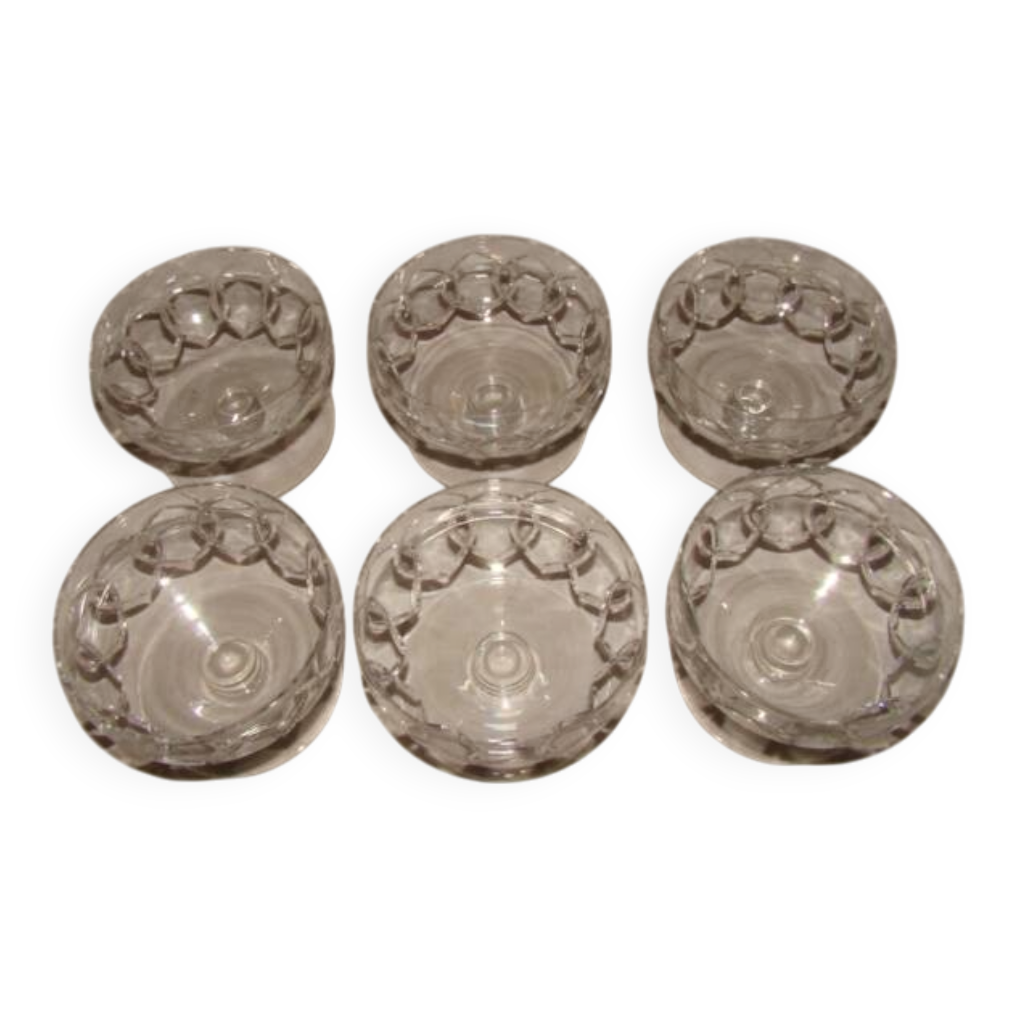 6 cut crystal cups from "Baccarat"