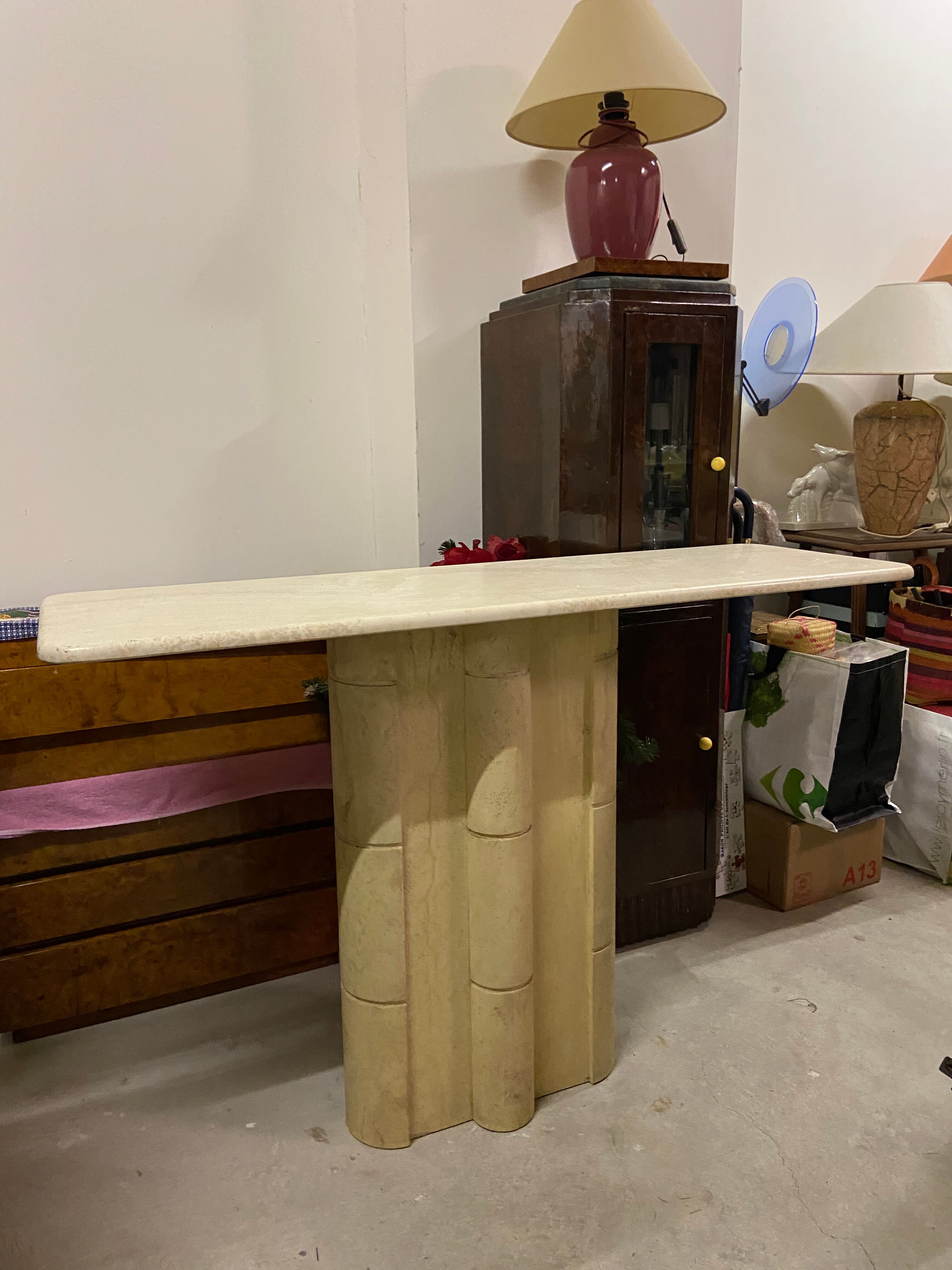 Artelano travertine vintage console table