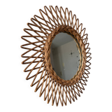 Miroir soleil osier vintage