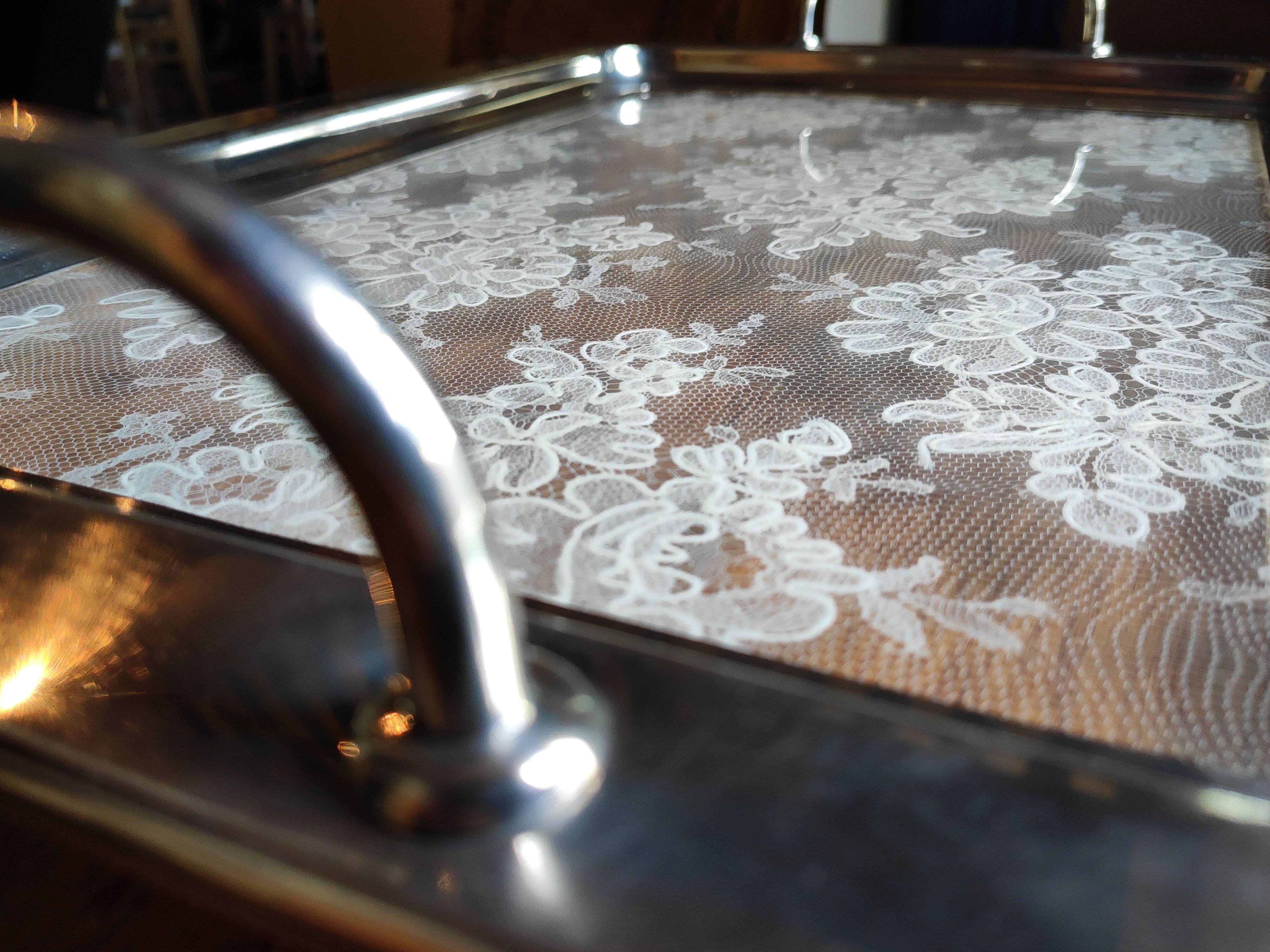 Christian Dior stainless steel/resin and lace serving tray