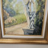 Oil on Canvas - Statue in a Park Signed Devaud