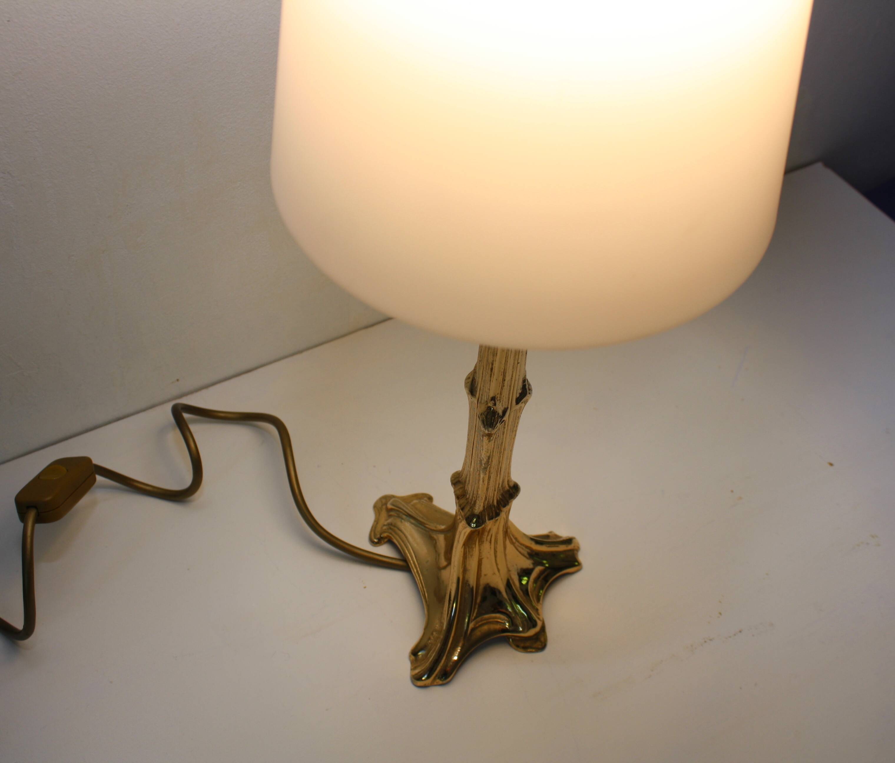 Vintage bamboo style brass lamp 70's signed cattadori