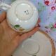 2 Old Badonviller Orange and Green Flower Cups and Sauces - Coffee or Tea Service for 2