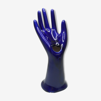 Vintage blue ceramic hand