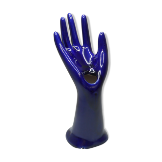 Vintage blue ceramic hand