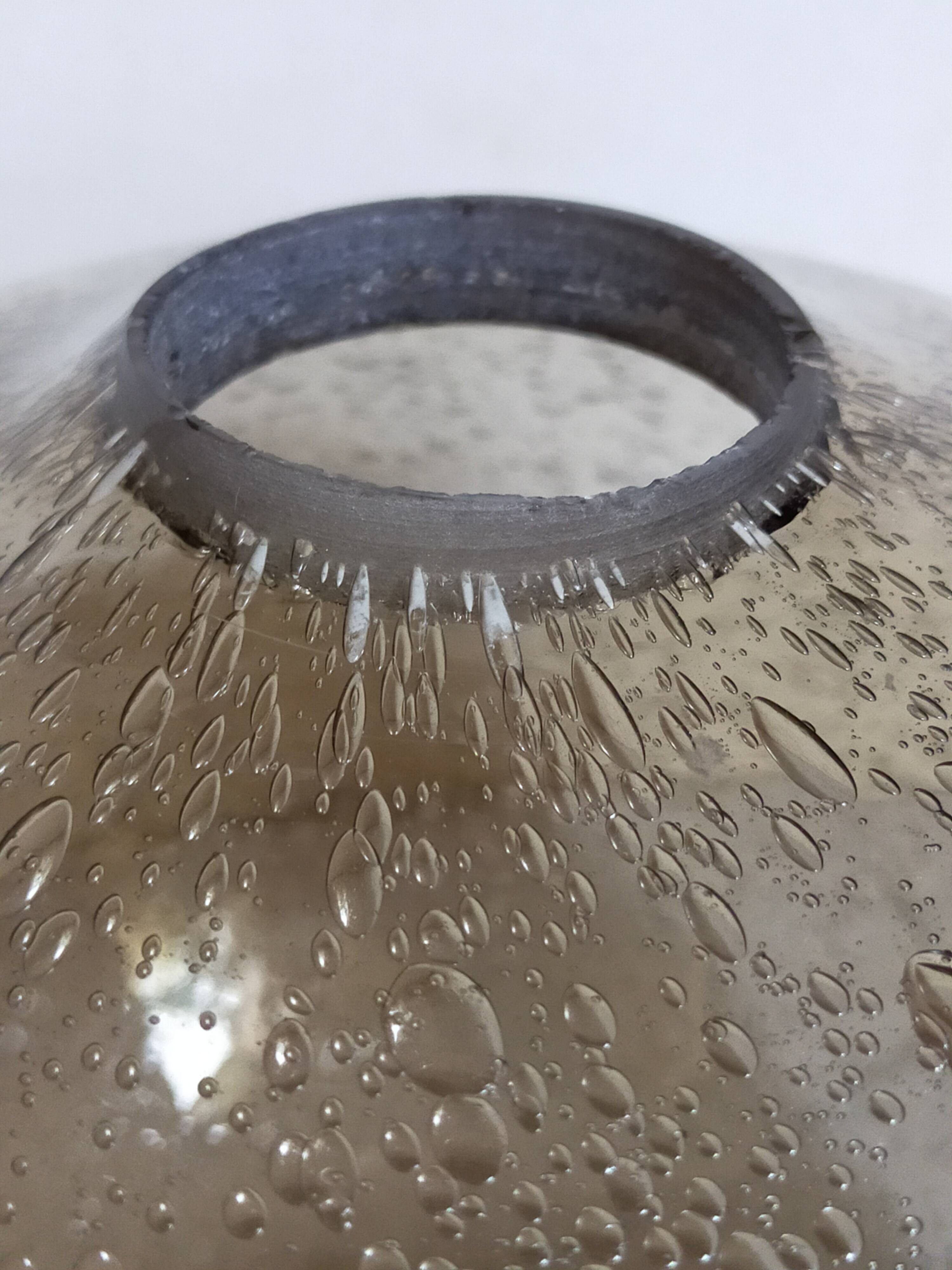 Vintage bubble-blown glass ball vase from riom france