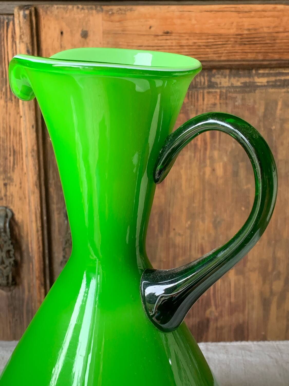 Empoli glass vase/carafe/ewer, 1960s