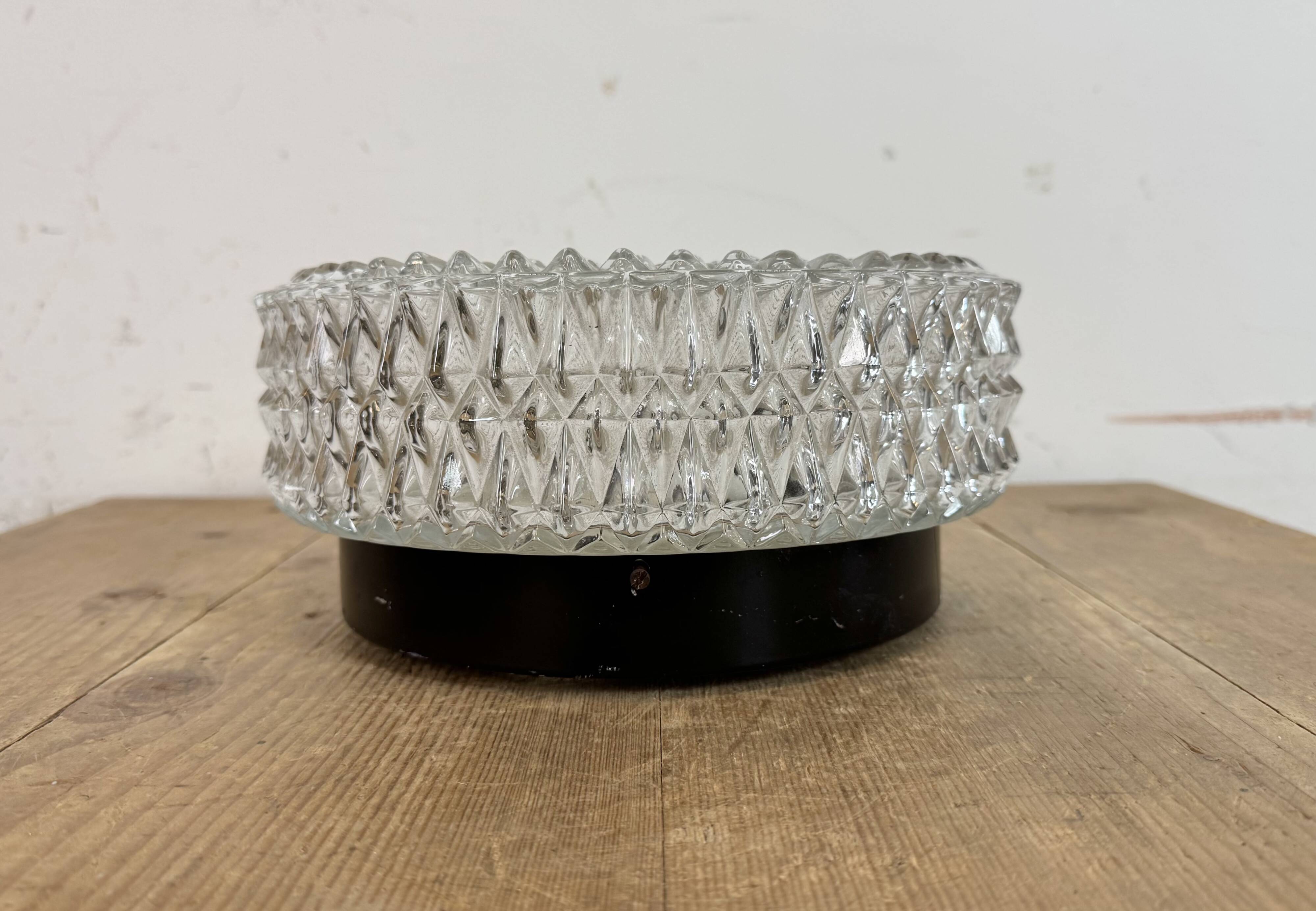 Vintage Glass Wall or Ceiling Light from Napako, 1970s