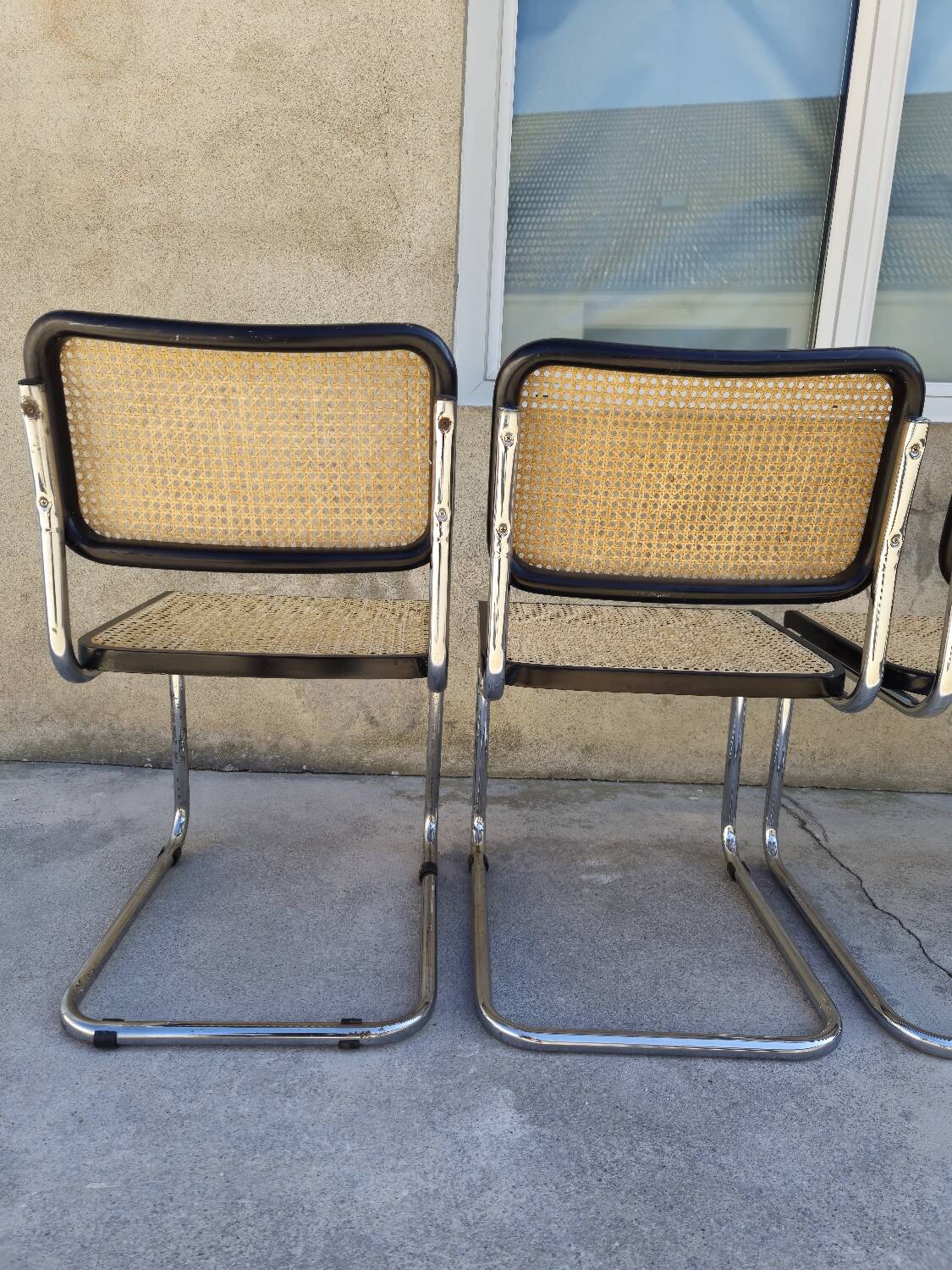 Set of 4 Marcel Breuer chairs model B32 in cane
