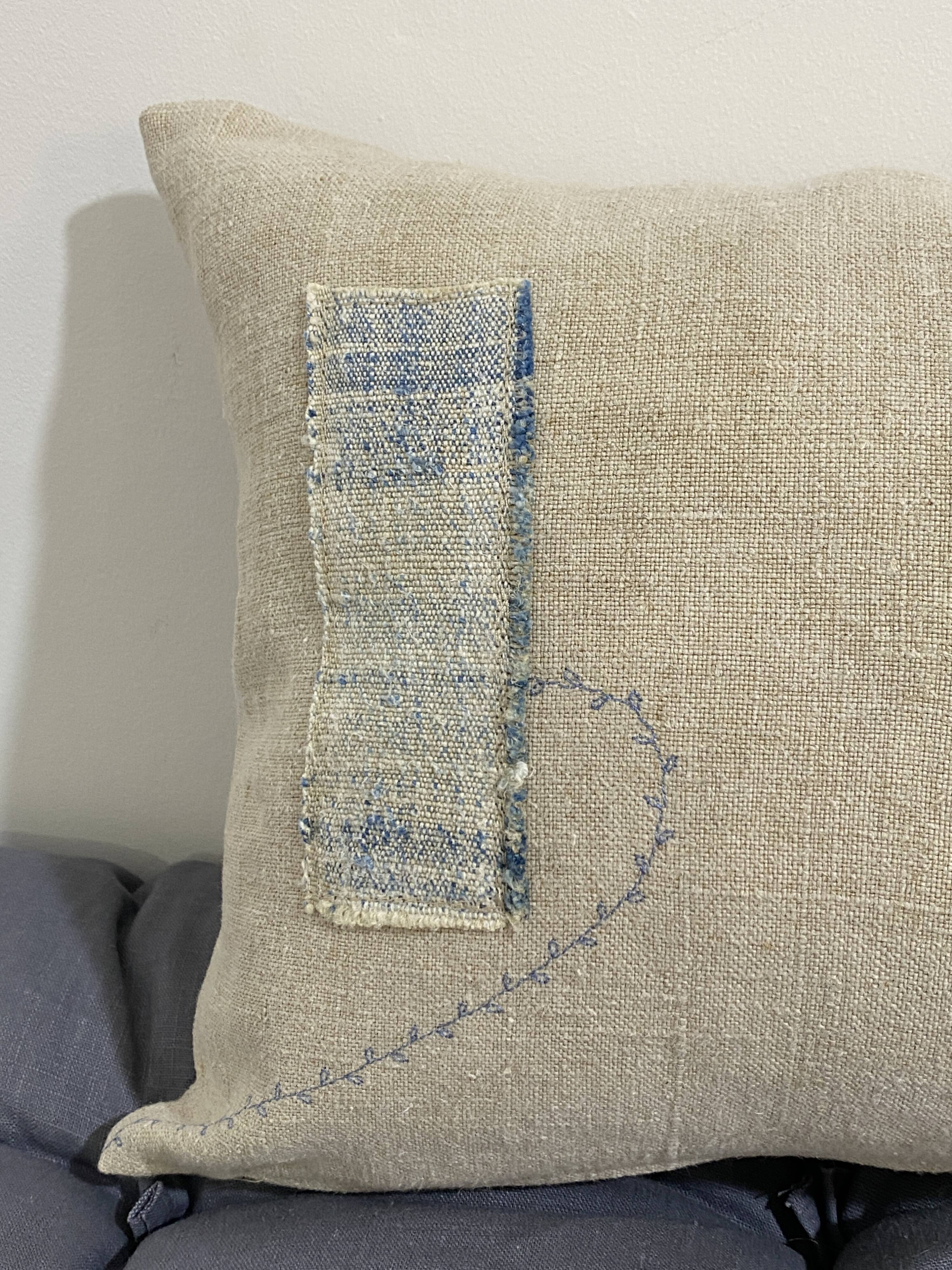 Handmade cushion in vintage fabric, Kilim style - Double-sided