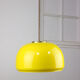 Mid-century Yellow Glass & Brass Pendant Lamp