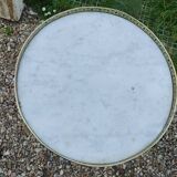 Table de chevet, table d'appoint ancienne style Louis XVI en bois et plateau en marbre