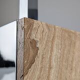 Travertine Marble and Chrome Table Lamp, 1960s