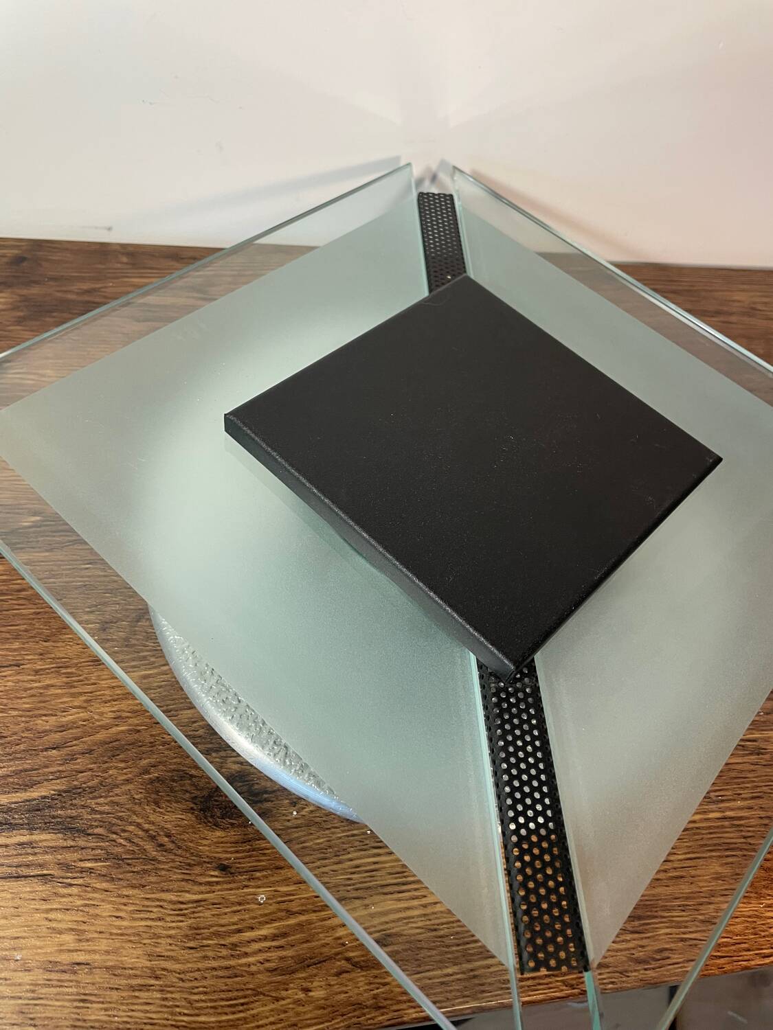 Pair of vintage design metal and glass wall lights