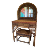 Rattan dressing table and stool