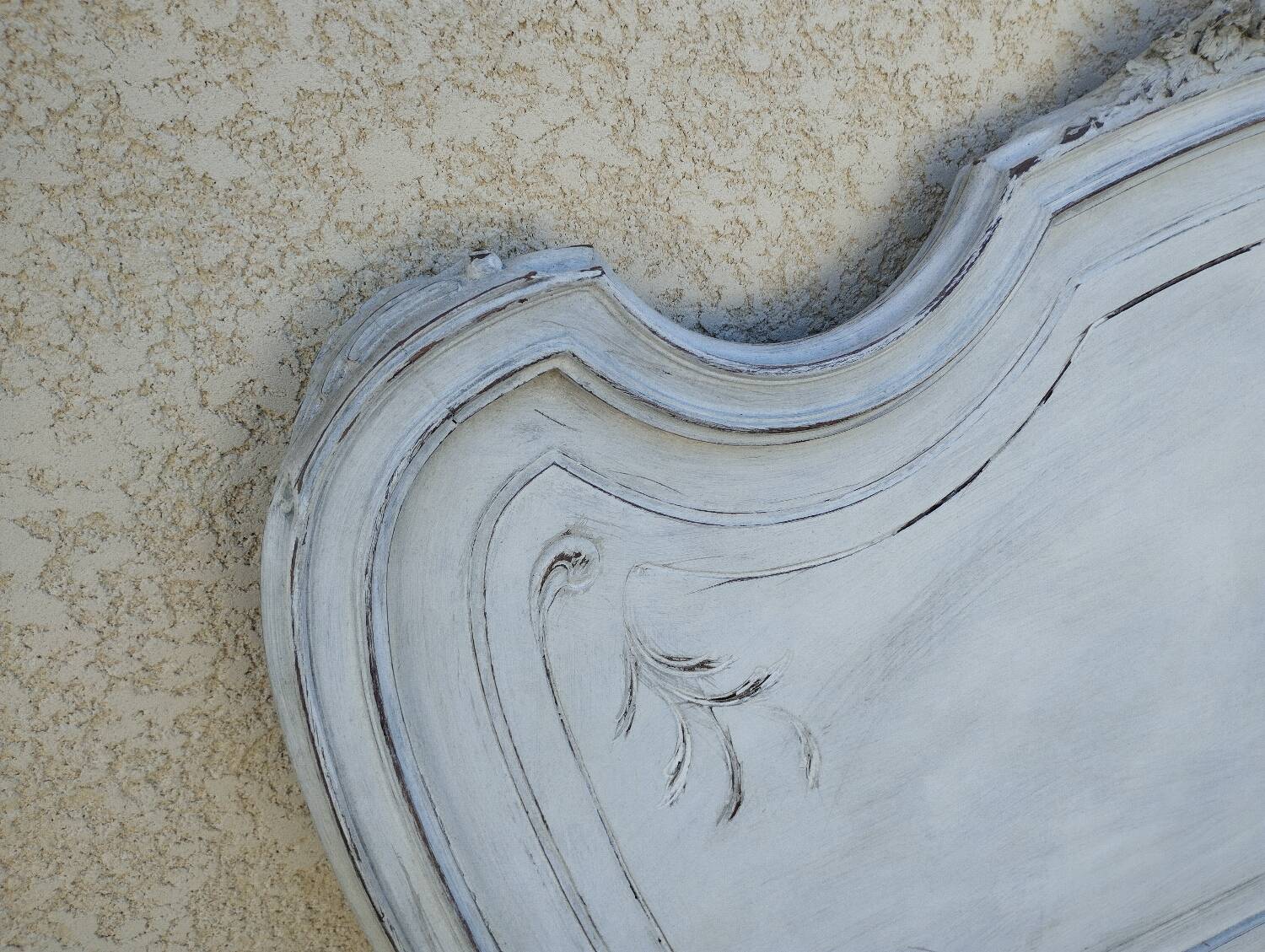 Louis xv style headboard with shabby chic patina