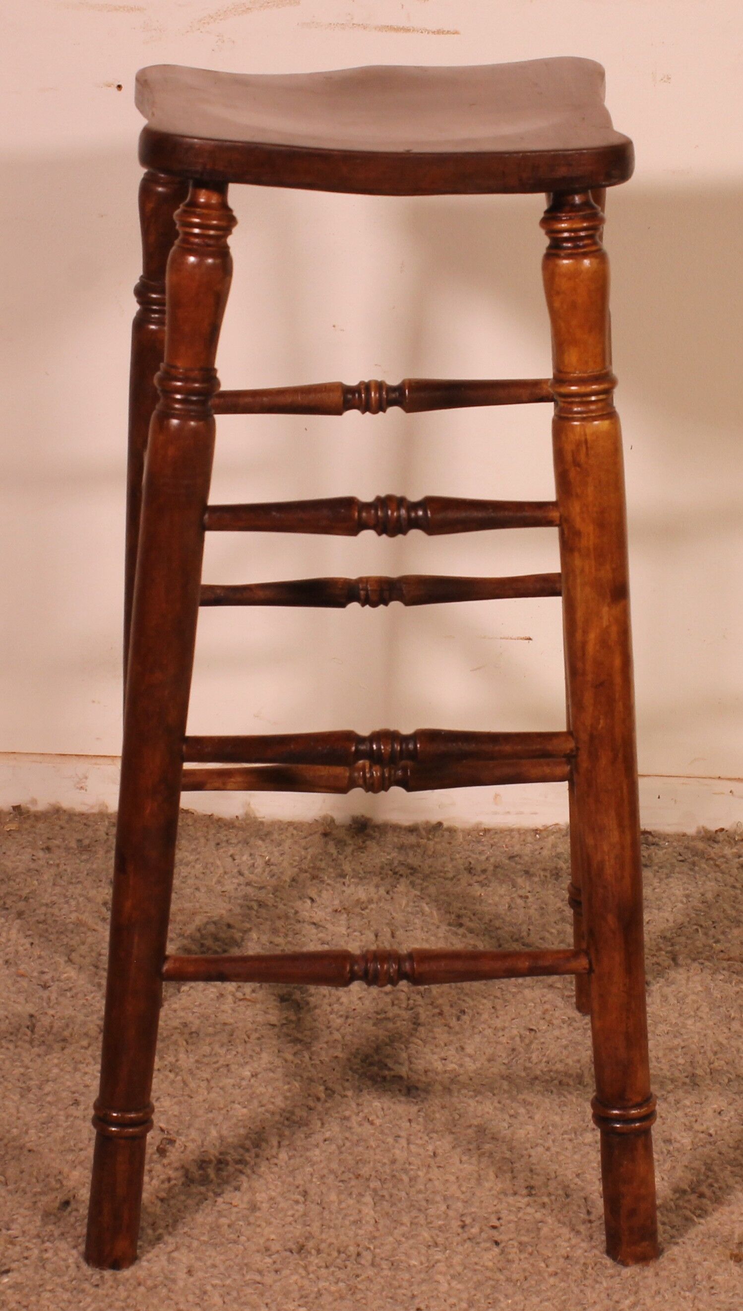 19th-century elm bar stool