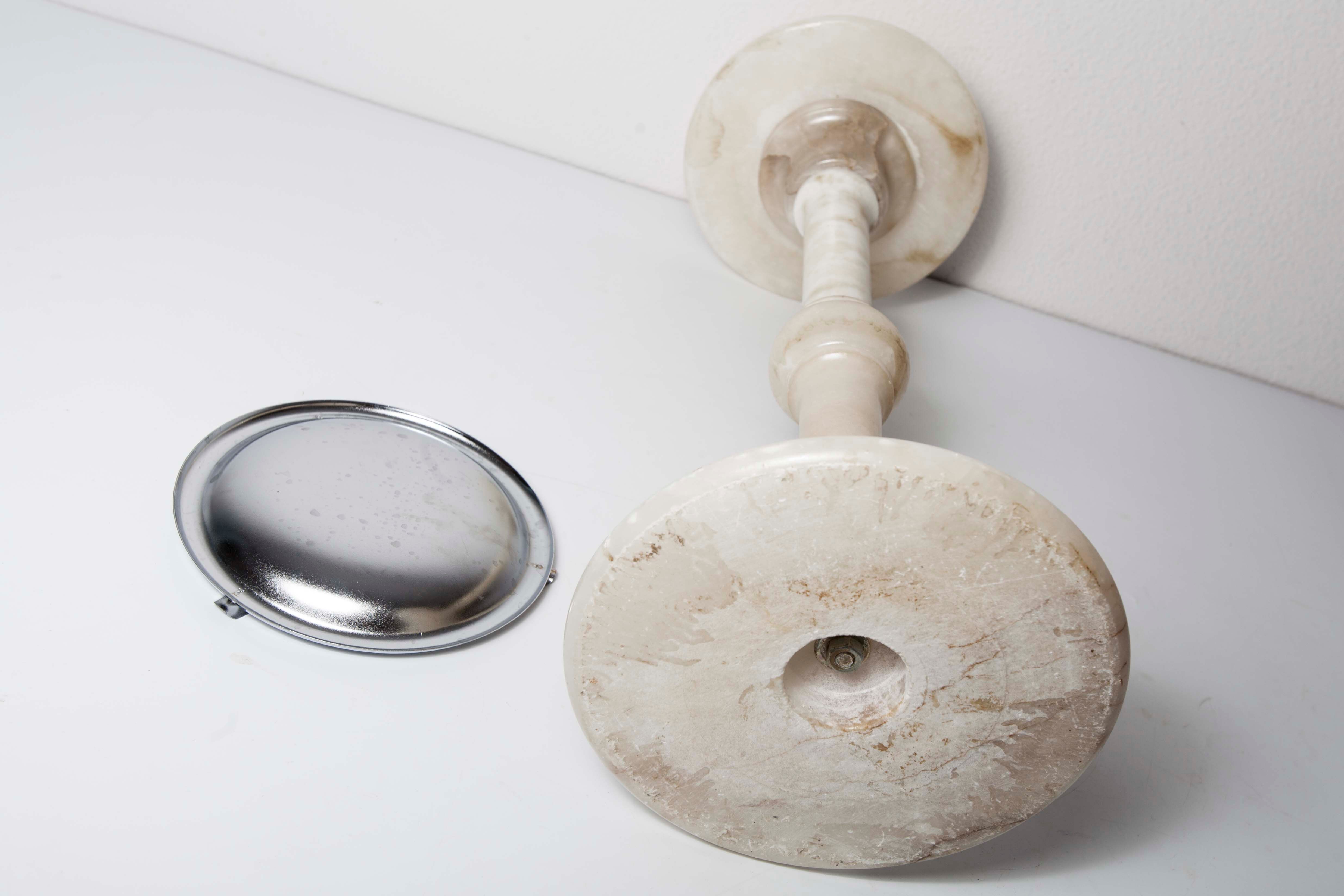 1930 white marble and chrome ashtray