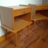 Pair of nightstands Scandinavian feet compass