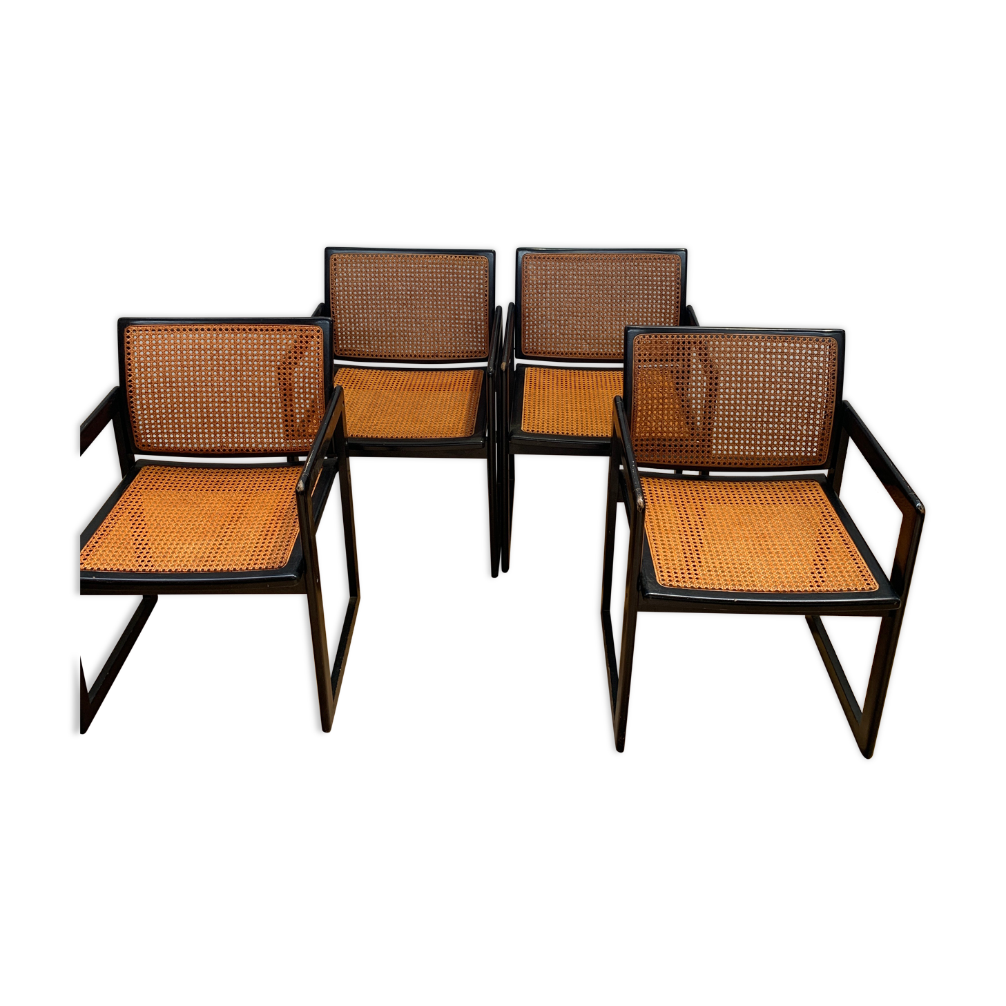 Chaises en bois et cannage vintage