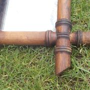 Old turned wood mirror, bamboo imitation.