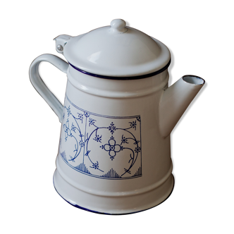 Vintage enamel coffeepot, "Copenhagen" pattern, 1960s