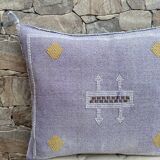Handmade Moroccan silk cushion cover, cactus pattern