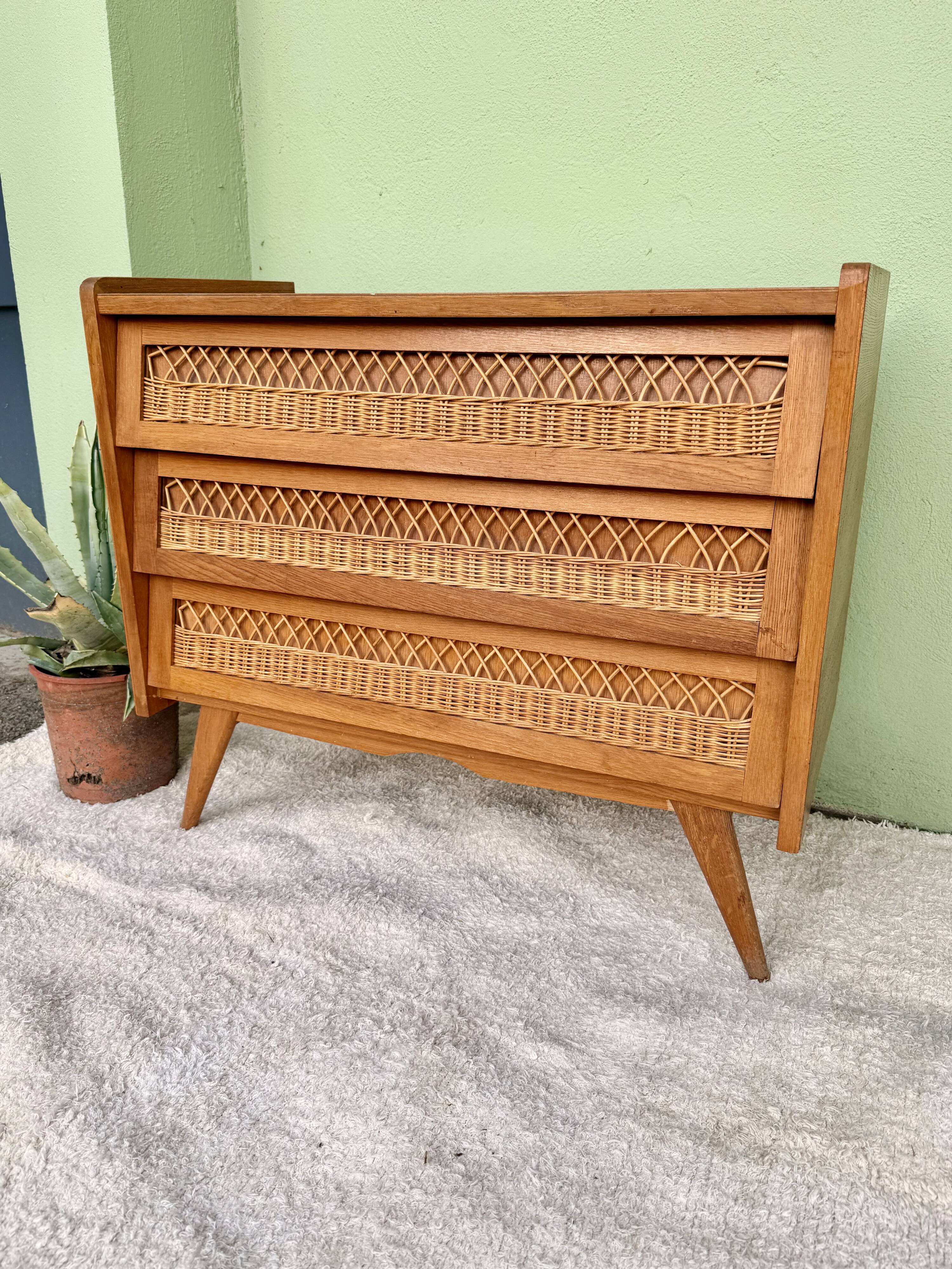 Rattan chest of drawers