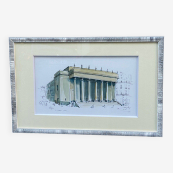 Lithograph by Jean-Marie Drouet The Théâtre Graslin Nantes 20th