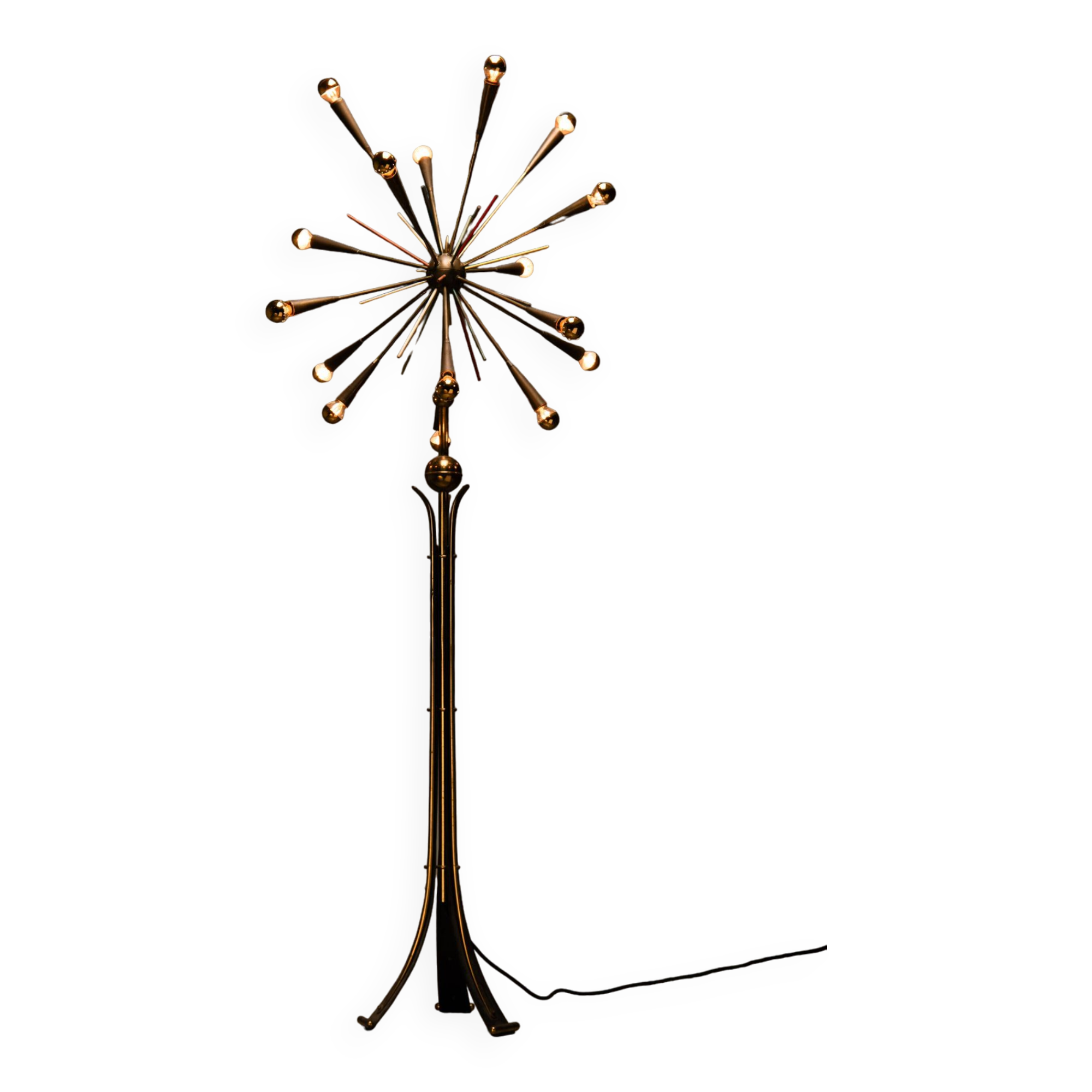 Rare 1950s brass sputnik floor lamp stilnovo style