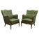 Modern Danish armchairs by Alfred Christensen. Beautiful shape, brass legs.