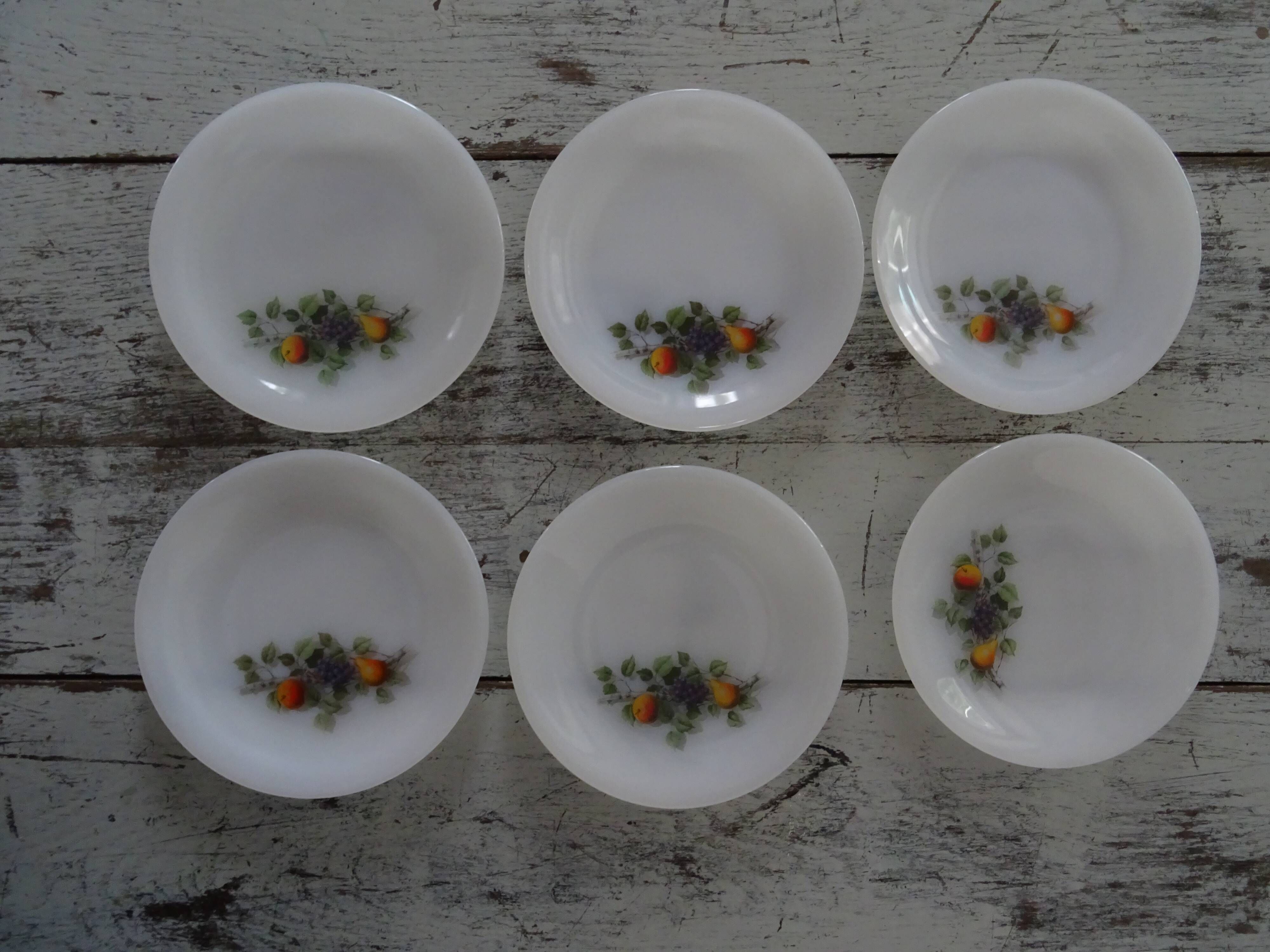 6 Dessert plates Arcopal model Fruits de France apple pear vintage grape