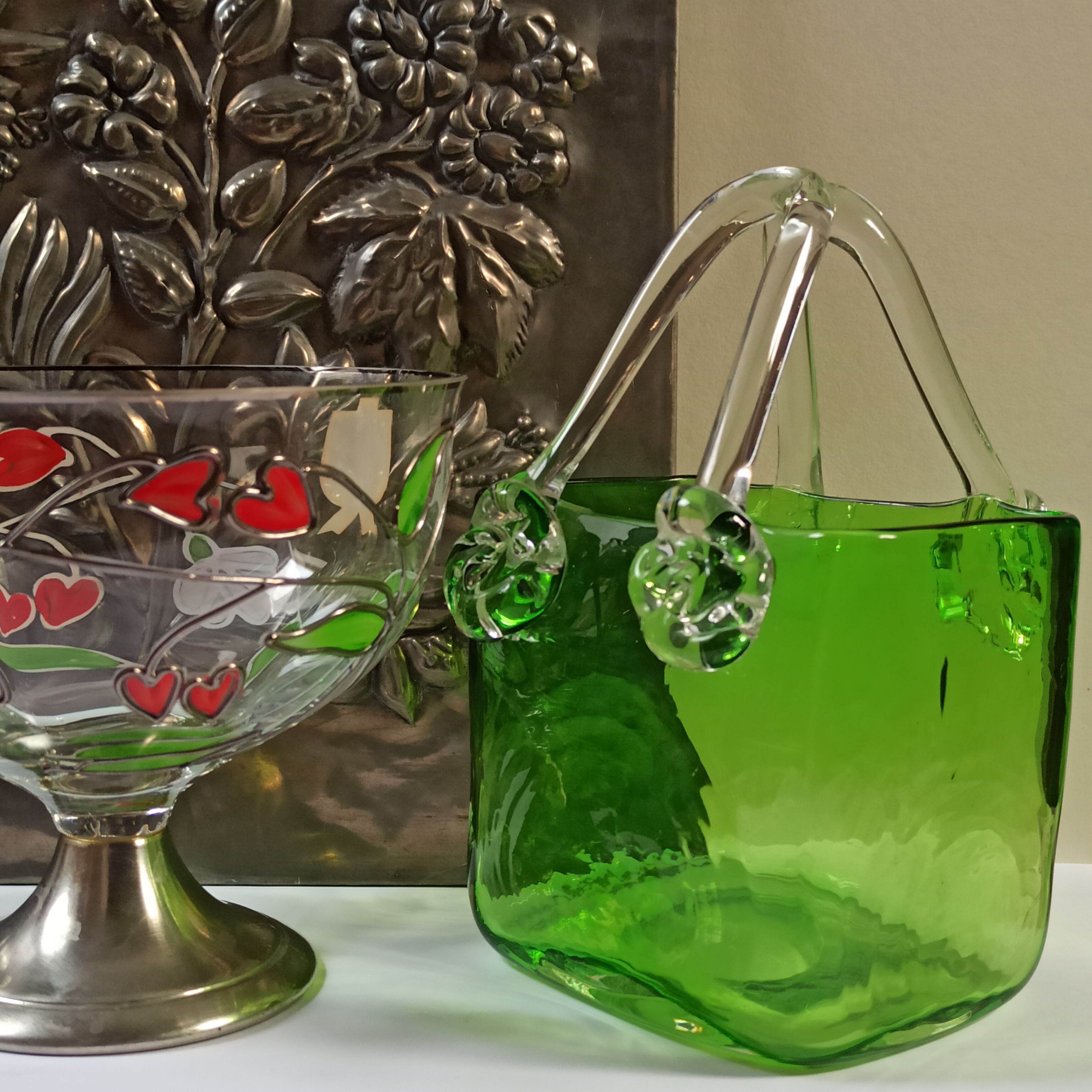 Blown glass bag vase