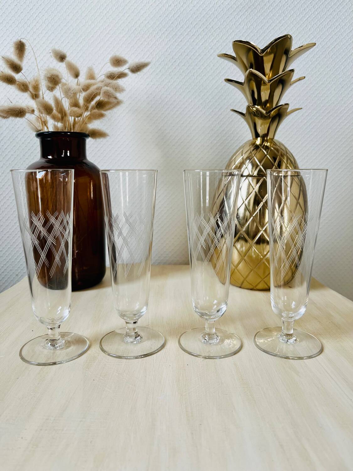 Ensemble de 4 flutes coupes de champagne vintage