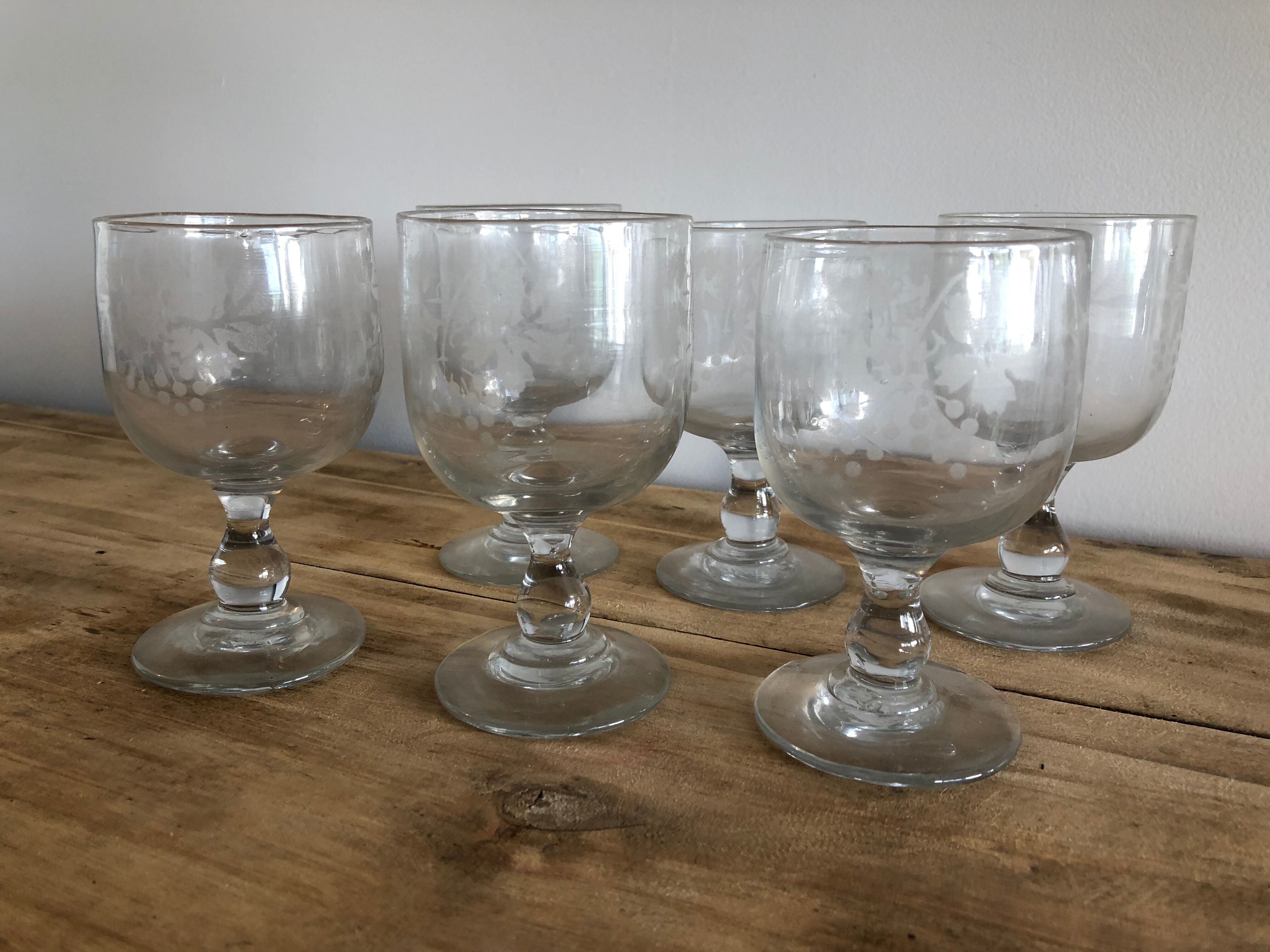 Suite of 6 old glasses 19th century