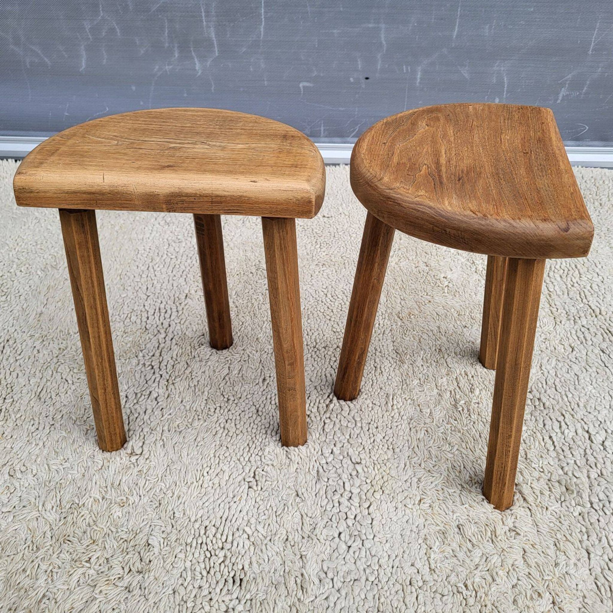 Pair of raw wood milking stools • Brutalist spirit & nature