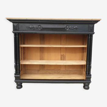 Neoclassical black wood bookcase with columns