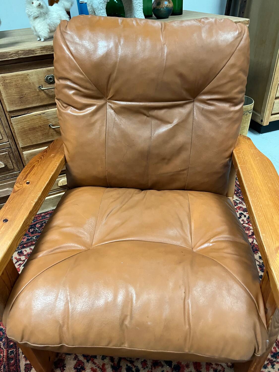 Pine armchair from the 1970s chalet