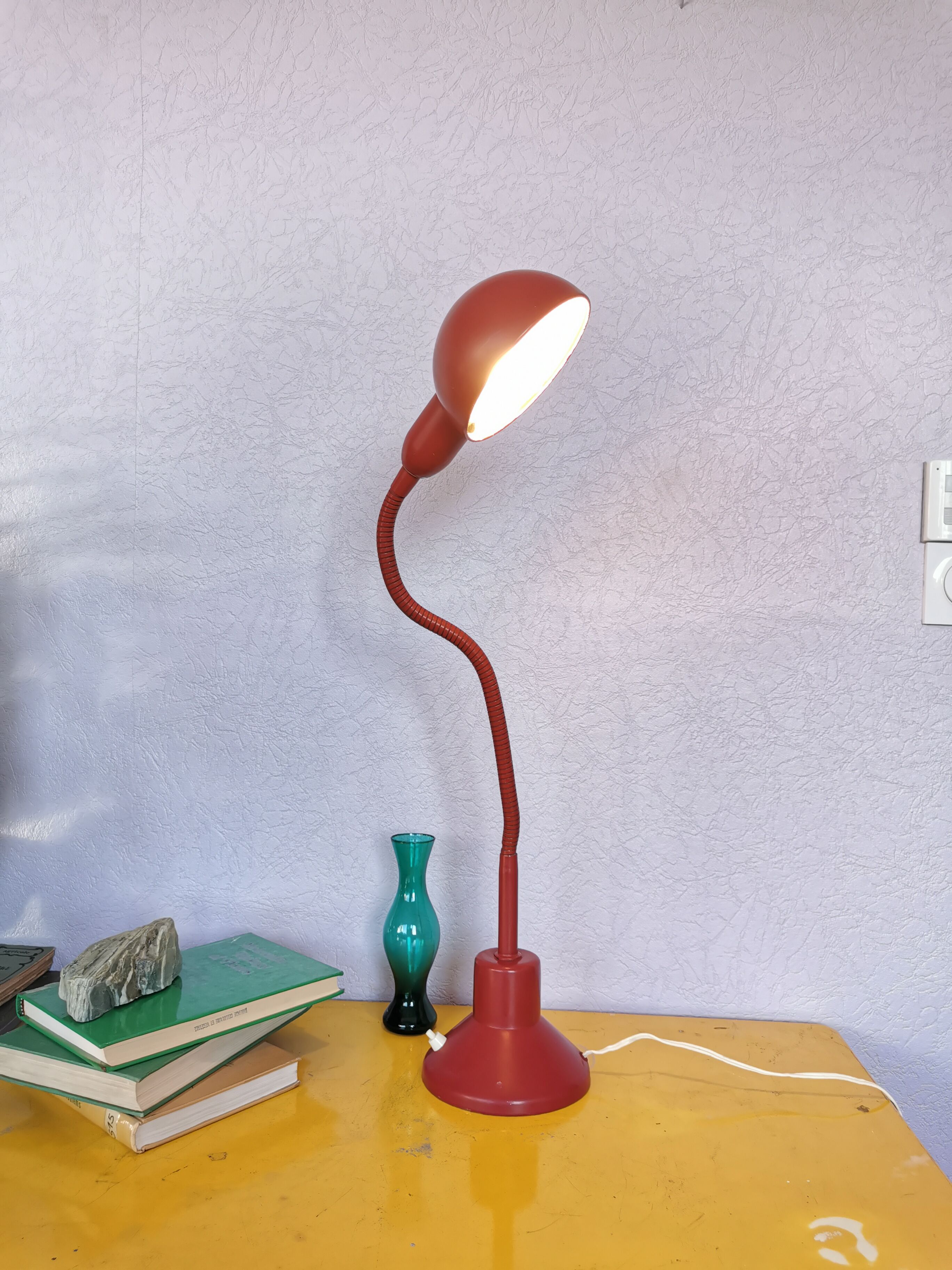Burgundy flexible casserole lamp, 1960
