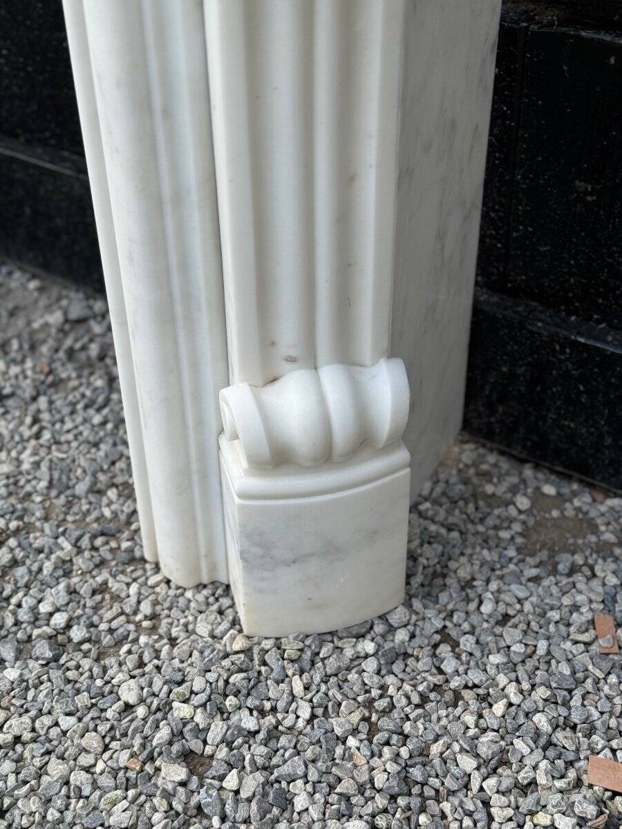 Louis XV style white Carrara marble fireplace circa 1980
