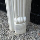 Louis XV style white Carrara marble fireplace circa 1980